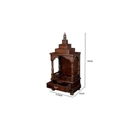 aakriti art creations Triya Solid Wood Free Standing Prayer Unit image 3
