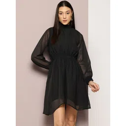 aaliya Bishop Sleeve A-Line Mini Dress image 1