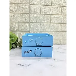 AANA GIFT HAMPERS® Baby Hamper Tray, Wood Tray - 7X6X2.2(H) Inch, Perfect for Gifting or Personal Use, Pack of 2 (Blue)-picture-30