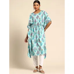 A&K Women Floral Printed Flared Sleeves Kaftan Kurta image 1