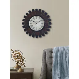 Aapno Rajasthan Black & Brown Sun Traditional Analogue Wall Clock-picture-27