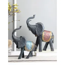 Aapno Rajasthan Black Metal Gajraj Detailed Elephant Table Decor - Set of 2-picture-21