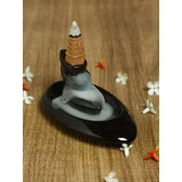 Aapno Rajasthan Black Solid Resin Smoke Fountain with Built-In Backflow Incense Cone-picture-30