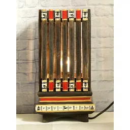 Aapno Rajasthan Black Terracotta Table Lamp With Wood Base & Painted Motifs-picture-26