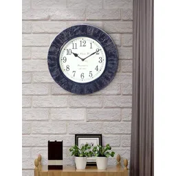 Aapno Rajasthan Blue & White Colourblocked Contemporary Wall Clock-picture-37
