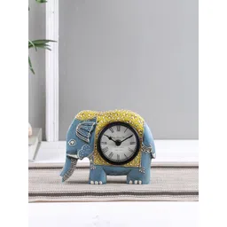 Aapno Rajasthan Blue & Yellow Elephant Design Table Clock-picture-32