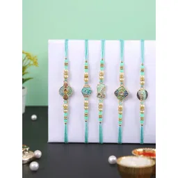 Aapno Rajasthan Blue Enameled Set of 5 Rakhi-picture-13