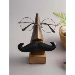 Aapno Rajasthan Brown & Black Wooden Nose Shape Spectacle Holder-picture-43