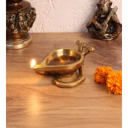 aapno rajasthan Brown Brass Diya-picture-19