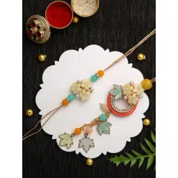 Aapno Rajasthan Elegant Pastel Flora Bhaiya Bhabhi Rakhi Set-picture-22