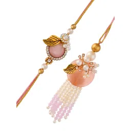 Aapno Rajasthan Floral Stone Studded Bhaiya Bhabhi Rakhi Set image 2