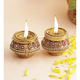 aapno rajasthan Gold Terracotta (Set of 2) Diya-picture-27