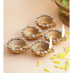 aapno rajasthan Gold Terracotta (Set of 5) Diya-picture-31