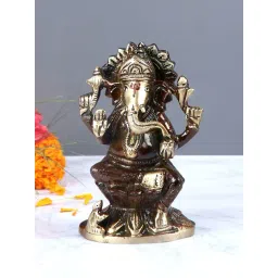 Aapno Rajasthan Golden Brass Ganesha Showpiece - Set of 1-picture-28