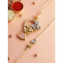 Aapno Rajasthan Golden Floral Elegance Bhaiya Bhabhi Rakhi Set-picture-21