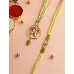 Aapno Rajasthan Golden Green Butterfly Bhaiya Bhabhi Rakhi Set-picture-14