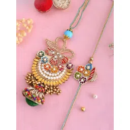 Aapno Rajasthan Multicolored Florals Bhaiya Bhabhi Rakhi-picture-12