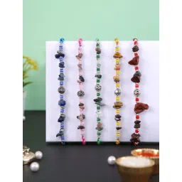 Aapno Rajasthan Multicolored Stone & Bead Work Rakhi-picture-43