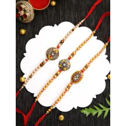Aapno Rajasthan Ornate Gold Bead Set of 3 Rakhi-picture-31