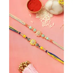 Aapno Rajasthan Set of 2 Multicolor Floral Beads Rakhi-picture-24
