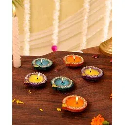aapno rajasthan Set of 6 Diwali Wax Diyas-picture-36