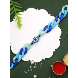 Aapno Rajasthan Shades Of Blue Evil Eye Beaded Celestial Bracelet Rakhi-image-40