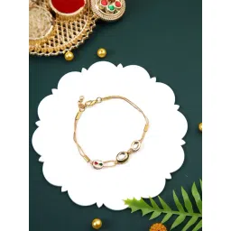Aapno Rajasthan Simple Kundan Designed Bracelet Rakhi-picture-29