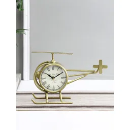 Aapno Rajasthan Unisex Gold-Toned Helicopter Frame Table Clock-picture-19