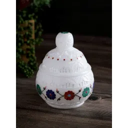 Aapno Rajasthan White Marble Matki Shape Tealight Holder-picture-20