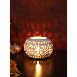 Aapno Rajasthan White Soapstone Circular Tealight Holder-picture-38