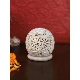 Aapno Rajasthan White Soapstone Cut Design Tealight Holder-picture-45