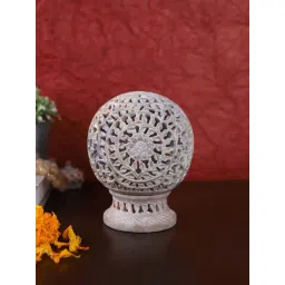 Aapno Rajasthan White Soapstone Floral Design Tealight Holder-picture-41