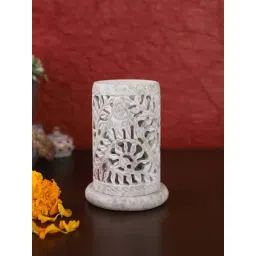 Aapno Rajasthan White Soapstone Tealight Holder-picture-18