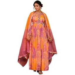 aaraas Women’s Gowns with Dupatta Set Elegant Long Anarkali Gown with Matching Dupatta, Designer Indian Ethnic Dress for Wedding, Party, Stylish Traditional Outfit-picture-11