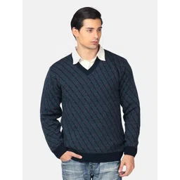 aarbee Men Charcoal Printed Argyle Pullover-picture-15