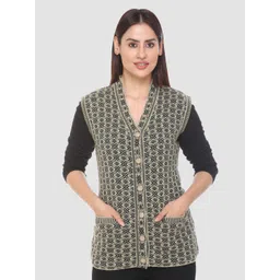 aarbee Women Beige & Black Sleeveless Cardigan-picture-33