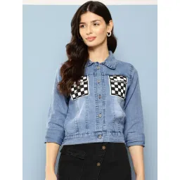 Aarika Blue Denim Solid Long Sleeves Denim Jacket-picture-36