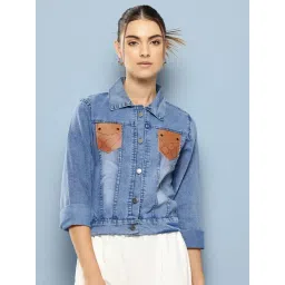Aarika Blue Denim Solid Long Sleeves Denim Jacket-picture-37