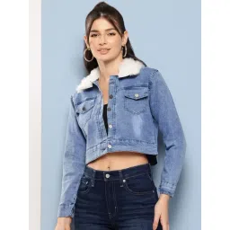 Aarika Blue Denim Solid Long Sleeves Denim Jacket-picture-31