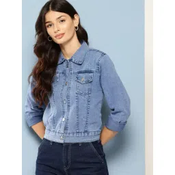 Aarika Blue Denim Solid Long Sleeves Denim Jacket-picture-32