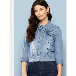 Aarika Blue Denim Solid Long Sleeves Denim Jacket-picture-33