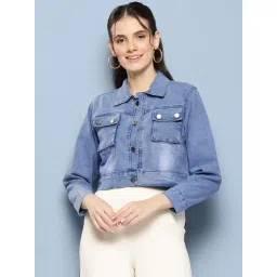 Aarika Blue Denim Solid Long Sleeves Denim Jacket-picture-34