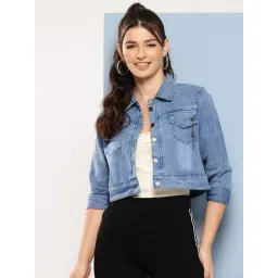 Aarika Blue Denim Solid Long Sleeves Denim Jacket-picture-35