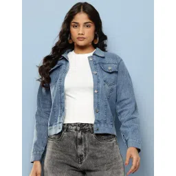 Aarika Blue Regular Fit Denim Jacket-picture-14