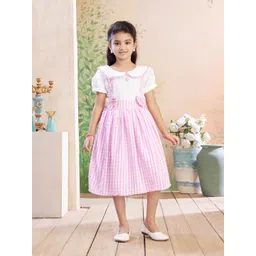 Aarika Checked Flutter Sleeve Fit & Flare Midi Dress-picture-12