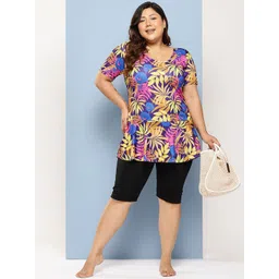 Aarika Floral Printed Plus Size Swim Suit With Swim Cap-picture-15