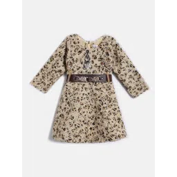 Aarika Floral Woollen A-Line Midi Dress With Belt-picture-47