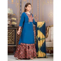 Aarika Girls Blue Printed Kurti image 1