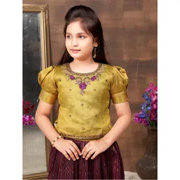 Aarika Girls Embellished Beads and Stones Ready to Wear Lehenga & image 3