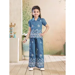 Aarika Girls Embroidered Pure Cotton Shirt With Palazzos-picture-33
